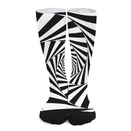 Women Socks Black And White Zebra Print Stockings Aperture Spiral Custom Casual Spring Non Skid Ladies Running Medium Soft