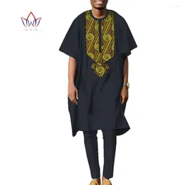 Ethnic Clothing BintaRealWax African Clothes For Mens 2 Pieces Set Dashiki Tops And Long Pants Robes Traditional WYN1695