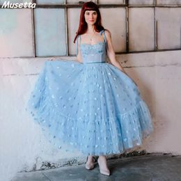 Party Dresses Musetta Length A Line Evening Dress Sweetheart Print Custom Made Blue Bustier Garden Fairytale Corset Prom Gown