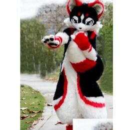 Mascot 2024 Long Fur Husky Dog Fox Costume Cartoon Outfits Fursuit Halloween Furry Suit Drop Delivery Apparel Costumes Dhxae