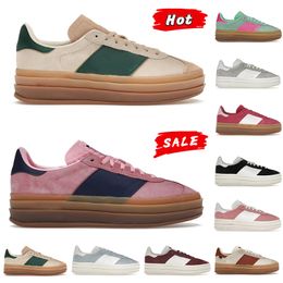 Womens Bolds Casual Shoes Designer sneakers Pink Glow Platform shoe Maple Leaf Black White Beige Green Wild Pink Indoor Suede women outdoor sports Trainers size 36-39