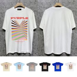 Man Youth Designer T Shirts Summer New Style Cotton Tee Black Short Sleeve Men Purplue T-shirts Graphic US Size S-XXL