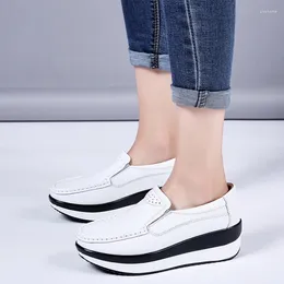 Fitness Shoes 2024 Summer Women Flat Platform Loafers Ladies Genuine Leather Slip-on Casual Woman Flats Moccasins Creepers Size 41