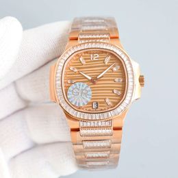 Wrist Classic Diamonds Clock Watches Business Bezel SUPERCLONE De Automatic Pp7014 Luxe Baguette Steel Stainless 95 Cognac Montres Cal324c C000