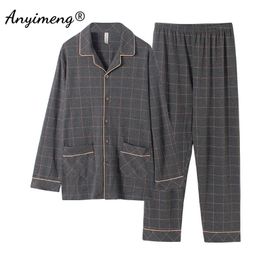 Plus Size 3xl 4xl 5xl 6xl Big Guys Pyjamas for Men Large Loungewear Cardigan Plaid Fashion Homewear Fat Mans Pijamas Father Pjs 240428