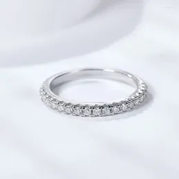 Cluster Rings S925 Silver Moissanite Diamond Ring 1.5mm D Colour Wedding Band Gift For Women Party Ladies Shining Presents