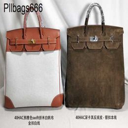 Tote Bags Hac 40cm Handbags Designer Bag Handmade Platinum Full Leather Canvas Unisex Handbag Large Capacity Cowhide Mens Travel 1U56