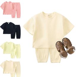 Clothing Sets Hot Sale Summer Baby Toddler Girls Clothing Sets Short Sleeve O-neck T-Shirt Tops + Pants Newborn Kids Comfortable Suits 2Pcs Y240515