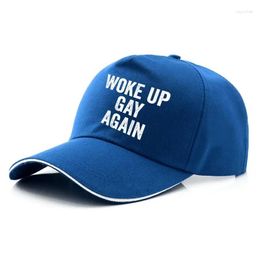 Ball Caps Woke Up Gay Again Baseball Cap Funny Lgbtq Quotes Humor Y2K Retro Hats Casual Uni Drop Delivery Fashion Accessories Scarves Dhpbo