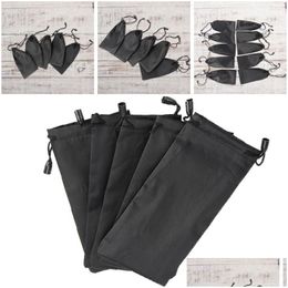 Jewellery Pouches Bags 10Pcs No Nuisance Cloth Solid Colour Black Bag Fashion Sunglasses Portable Eyeglasses Soft Dstring Drop Delive Dhyap