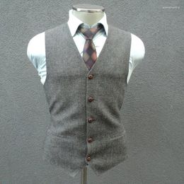 Men's Vests Men Herringbone Satin Vest V Neck Solid Color Khaki Waistcoat Slim Fit For Formal Wedding Groomsmen Clothing(No Tie)