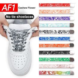 Shoe Parts Cashew Flower Shoelaces Without Ties Flat Elastic Laces Sneaker End Metal Buckle For Men Women's Sports Shoes No