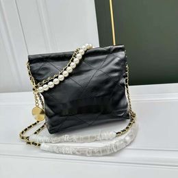 Mini 22Bag Original Quality Chanells Crossbody Bag Chain Bag Garbage Bag Pearl Bag Diamond Grid Pearl Chain Leather Rope Real Leather Bag Tote Bag Shoulder