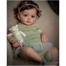 Dolls 60Cm Bebe Reborn Doll Lovely Toddler Girl Hand-Painted 3D Visible Veins Soft Touch Baby Bonecas Toy Drop Delivery Toys Gifts Acc Dh0La