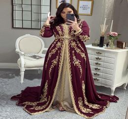 LORIE Elegant Moroccan kaftan Evening Dresses Burgundy Embroidery Beading Women Party Wear Formal Gowns Kaftan Dress Plus Size LJ27263384