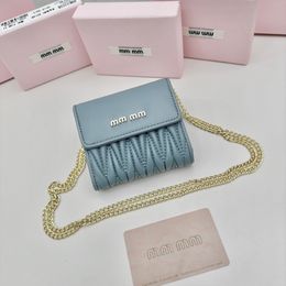 Mini Ruched Evening Bags Minimalist Fashion Genuine Leather Chain Handbag Lipstick Case