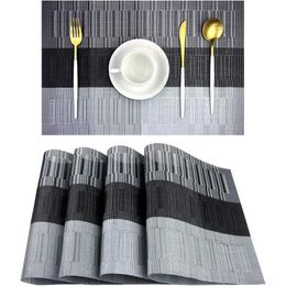Mats Pads 4-piece woven PVC dining mat thick heat-resistant table mat non fading and washable suitable for dining tables and kitchens J240514