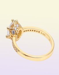 Pink Sparkling Crown Solitaire Ring Women's Rose gold Wedding designer Jewelry For 925 Silver CZ diamond Lover Rings with Original box2604896