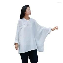 Women's Blouses 12 Colors Women Oversize Cotton Linen Shirts 2024 Bat Sleeve Loose Casual Tops Blusas Blouse Purple Black White Camisas Y