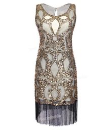 Whole PrettyGuide Women 1920039s Sequin Art Deco Hollow Paisley Tribe Cocktail Inspired Flapper Dress Great Gatsby Dress300M3661496