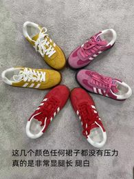 Casual Shoes Genuine Leather Training Flat Bottomed Sports Women's Silver Blue Yellow Pink Retro Stripes