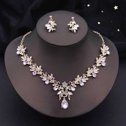 Wedding Jewellery Sets Water Drop Butterfly Bridal Set Womens Earrings Necklace Diamond Crystal 3 Gifts