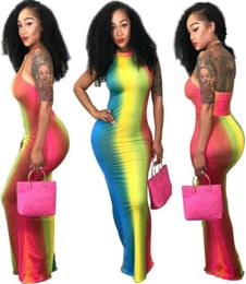 Summer Tie Dye Print Dress Women Casual Long Maxi Dresses Sundress Sexy Club Dresses Oversized Dress Clothing Vestidos Plus Size S4033813