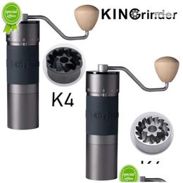 Manual Coffee Grinders New Kingrinder K4 /K6 Grinder Portable Mill 420Stainless Steel 48Mm Stainless Titanium Plating Burr Drop Delive Dhgdu