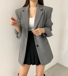 Women's Suits Korean Office Lady Chic Retro Blazers Spring And Autumn Turn-down Collar Slim Fit Long-sleeved Jacket Female Clothes