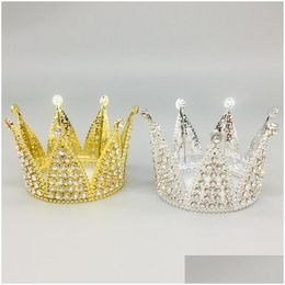 Other Festive Party Supplies Metal Pearl Happy Birthday Cake Toppers Shining Mini Crown Topper Sweet Decoration Engagement Decor Lx385 Dh92D