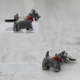 Cuff Links Newly arrived pet Schnauzer dog cufflinks with vintage animal design and high-quality brass material for mens cufflinks supplied by the factory