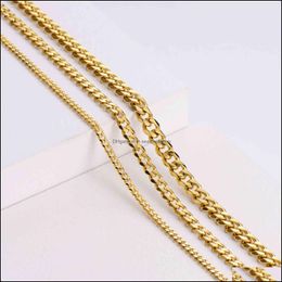 Pendant Necklaces Hip Hop Womens Men Necklac Cadenas Cubanas 18K Gold Plated Thick Cuban Link Chain Stainls Steel Drop Delivery 251V