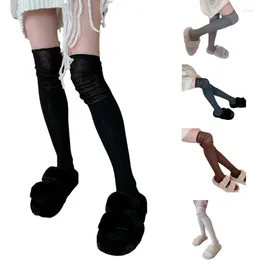 Women Socks 2024 1 Pair Over Knee Stockings Princess Dress Ruffle Thigh High