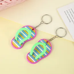 Keychains 1 Pair Flip Flop Keychain Pendent Summer Slipper Creative Mini Key Chain Cute Jewelry Pendant Accessory