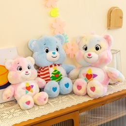 2024 New Tie Dyed Love Teddy Bear Plush Toy Soft Fill Comfort Pillow for Girls Doll Gift Toy Factory Wholesale Stock