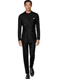 Men's Suits Summer Linen Fabric Double Breasted Groom Tuxedos Slim Fits Evening Dress Toast Party Business W:648