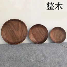 Bowls Natural Wood Plate Dishes Fruit Tray Walnut Plates Dinnerware Sets Kitchen Tools Dark Solid Bowl Noodle Salad