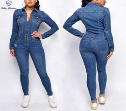 Luxury Overall Jump Suit Women Stretch Plus Size Blue Denim s Jeans Jumpsuit9049546
