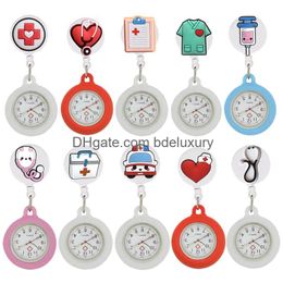 Pocket Watches Lovely Cartoon Nurse Doctor Retractable Hospital Medical Badge Reel Love Heart Stethoscope Syringe Clips Drop Delivery Otbwt