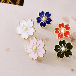 Brooches Sweet Cherry Blossom Brooch Drip Flower Collar Pin Badges Clothing Bags Accessories Female