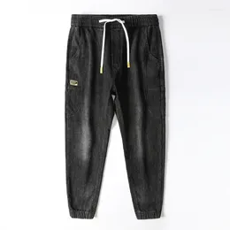 Men's Jeans Black Men Joggers Pants Elastic Waist Drawstring Harem Autumn Clothing Denim Trousers Relaxed Jogger Man