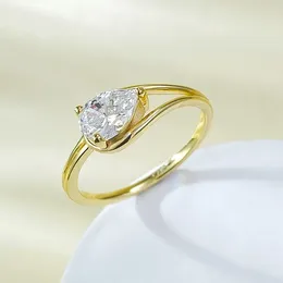 Cluster Rings 5 7 Pear Shaped White Diamond Engagement Proposal S925 Silver Ring Female Gift High Carbon Wedding Jewelr