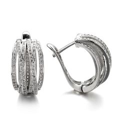 Brand Office Lady Jewelry Circle Dangle earrings Diamond White Gold Filled wedding Drop Earrings for women6290146