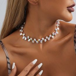 Pendant Necklaces Colorful Irregular Imitation Pearl Necklace for Women Simple Fashion Ladies Birthday Party Gift Jewelry Wholesale Direct Sales J240516