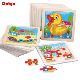 Other Toys Hot selling 11X11CM childrens wooden puzzle baby cartoon animal transportation heptagonal wooden puzzle educational puzzle toy childrens gift s5178