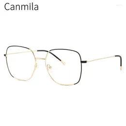 Sunglasses Frames Prescription Glasses Women Myopia Vintage Big Square Metal Fashion Eyeglasses Optical Eyewear Canmila BOM1142