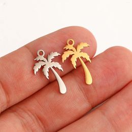 Charms 5Pcs/Lot Sweet Coconut Tree Palm 12x18mm Stainless Steel Plant Pendants For Earrings Necklace Jewelry Making Accessories