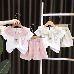 Clothing Sets New baby summer newborn childrens clothing 2 pieces/set girls and boys short sleeved cartoon shirt shorts track and field clothes 0-5 years WX