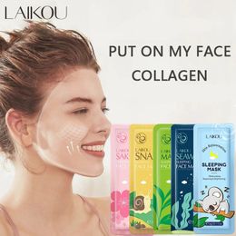 LAIKOU Sakura Seaweed Centella Snail Collagen Sleeping Mask Individual Packaging Nourishing Skin Repair Skin Barrier Face Mask 240517