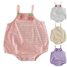 Hair Accessories Cotton Baby Clothes Summer Girl Bag Jumpsuits Suspender Ha Clothing Strawberry Flower Pattern Sleeveless Half Leotard